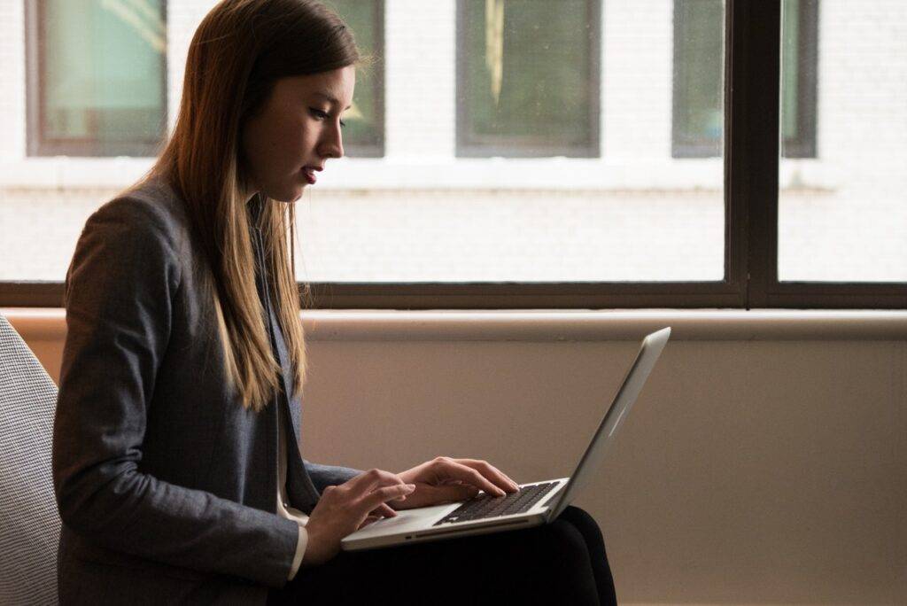woman working on laptop