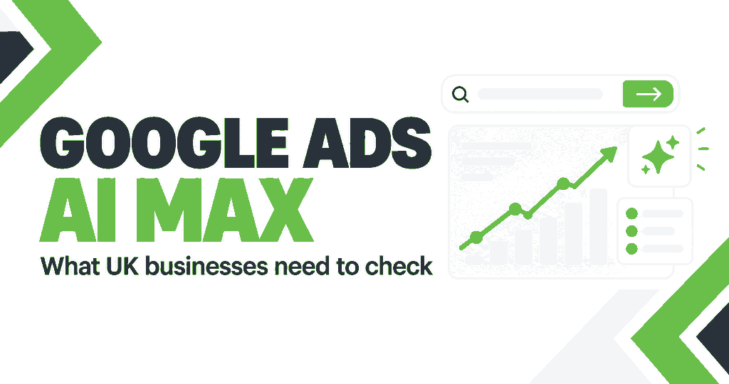 Google Ads AI Max dashboard graphic showing search growth and campaign performance